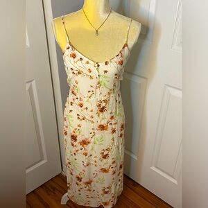 BP Nordstrom Cream Sun Dress with Rose & Green Floral Design